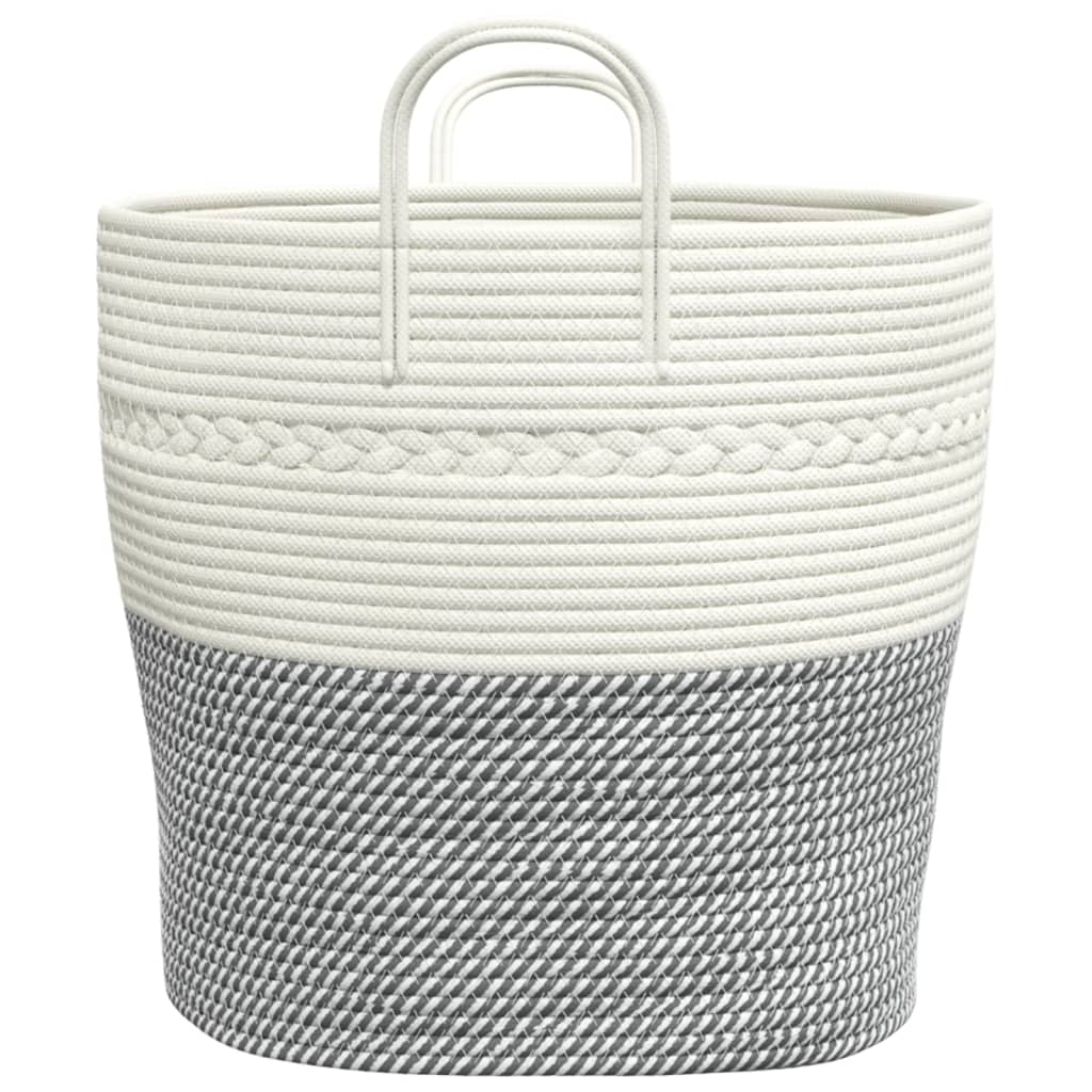 Opbergmand Ø 43x38 cm katoen grijs en wit is nu te koop bij PeponiXL, paradijselijk wonen!