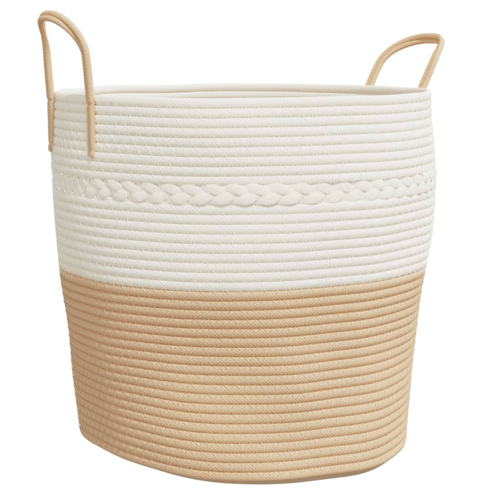 Opbergmand Ø 43x38 cm katoen beige en wit is nu te koop bij PeponiXL, paradijselijk wonen!