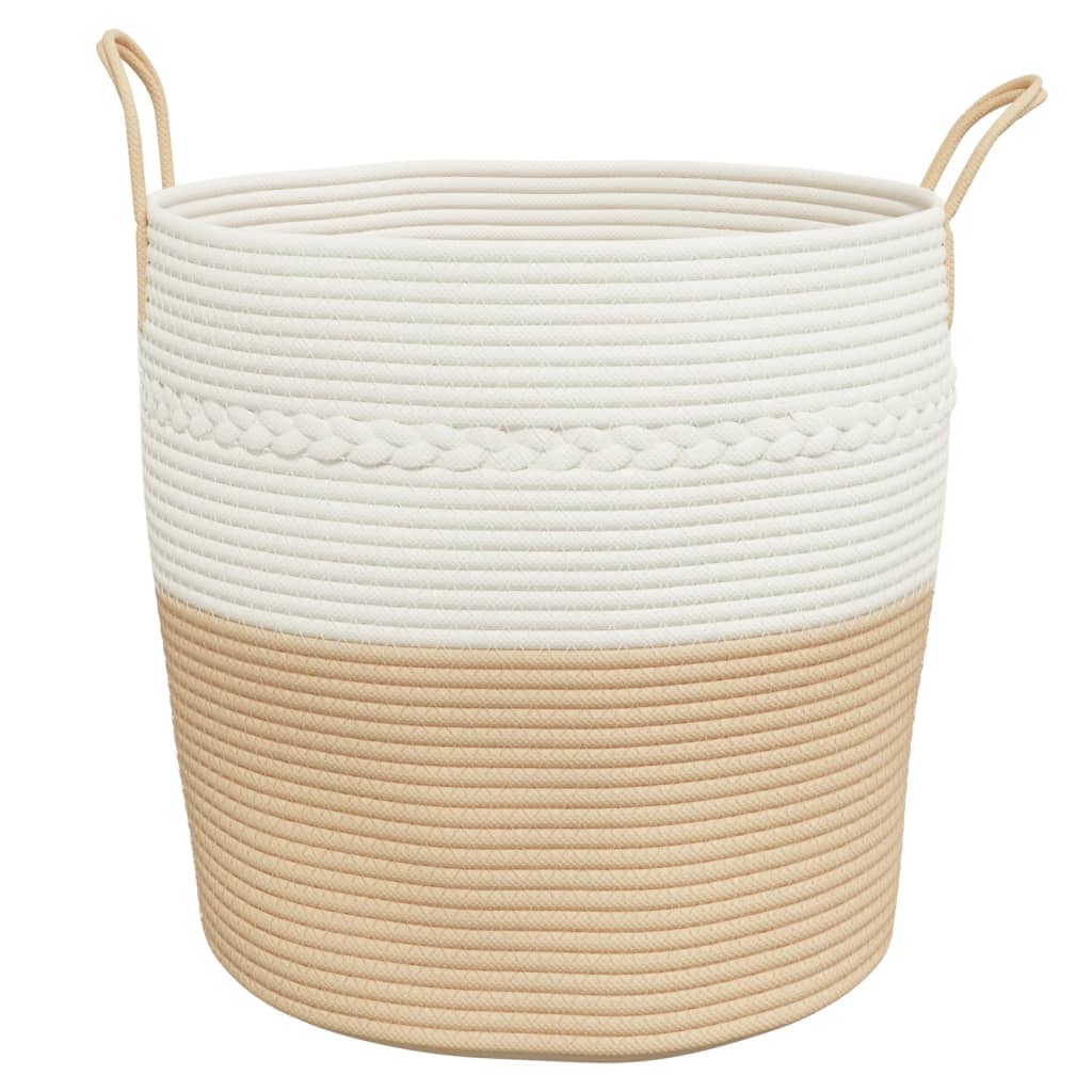 Opbergmand Ø 43x38 cm katoen beige en wit is nu te koop bij PeponiXL, paradijselijk wonen!
