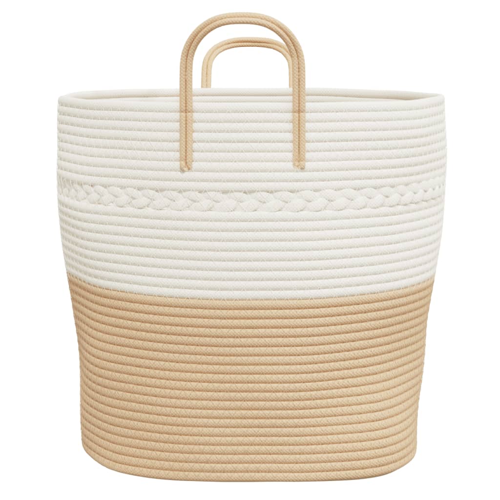 Opbergmand Ø 43x38 cm katoen beige en wit is nu te koop bij PeponiXL, paradijselijk wonen!