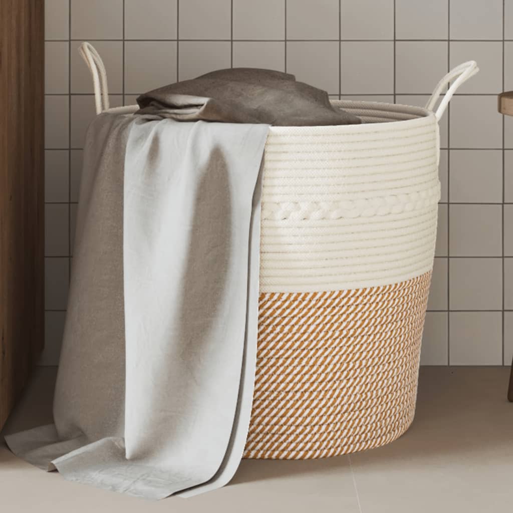 Opbergmand Ø 43x38 cm katoen bruin en wit is nu te koop bij PeponiXL, paradijselijk wonen!