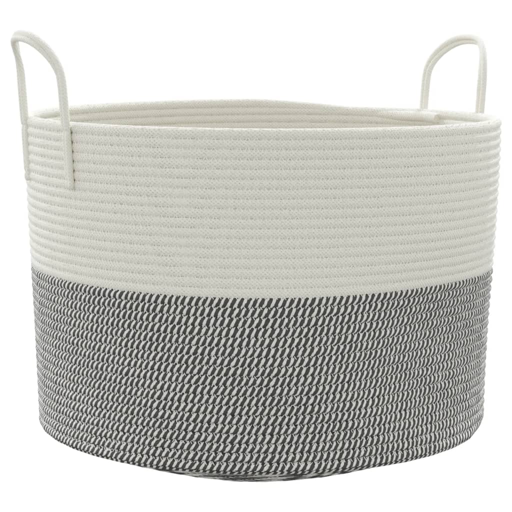 Opbergmand Ø 51x33 cm katoen grijs en wit is nu te koop bij PeponiXL, paradijselijk wonen!