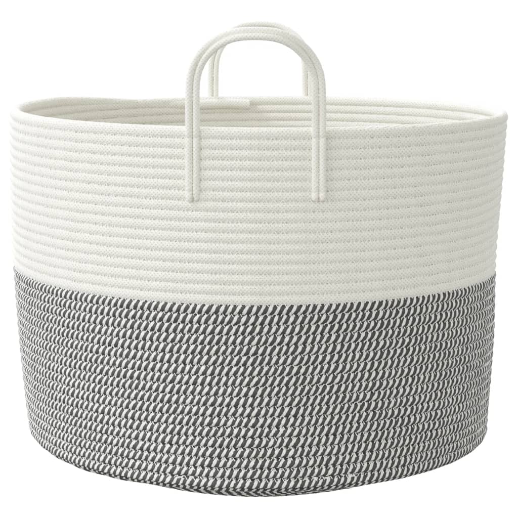 Opbergmand Ø 51x33 cm katoen grijs en wit is nu te koop bij PeponiXL, paradijselijk wonen!