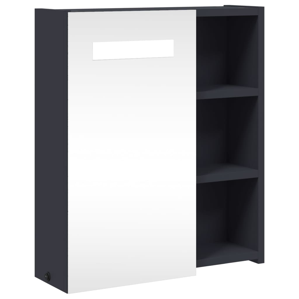Badkamerkast met spiegel en LED 45x13x52 cm grijs is nu te koop bij PeponiXL, paradijselijk wonen!