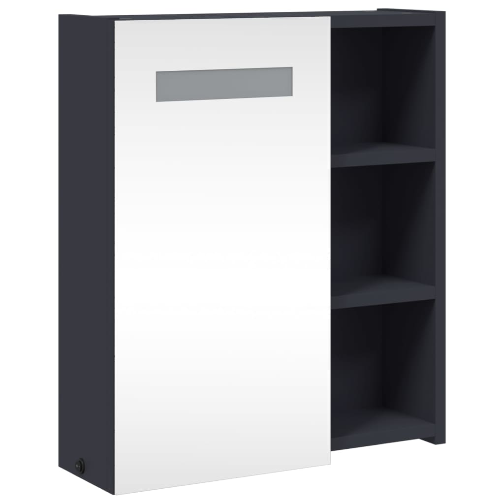 Badkamerkast met spiegel en LED 45x13x52 cm grijs is nu te koop bij PeponiXL, paradijselijk wonen!