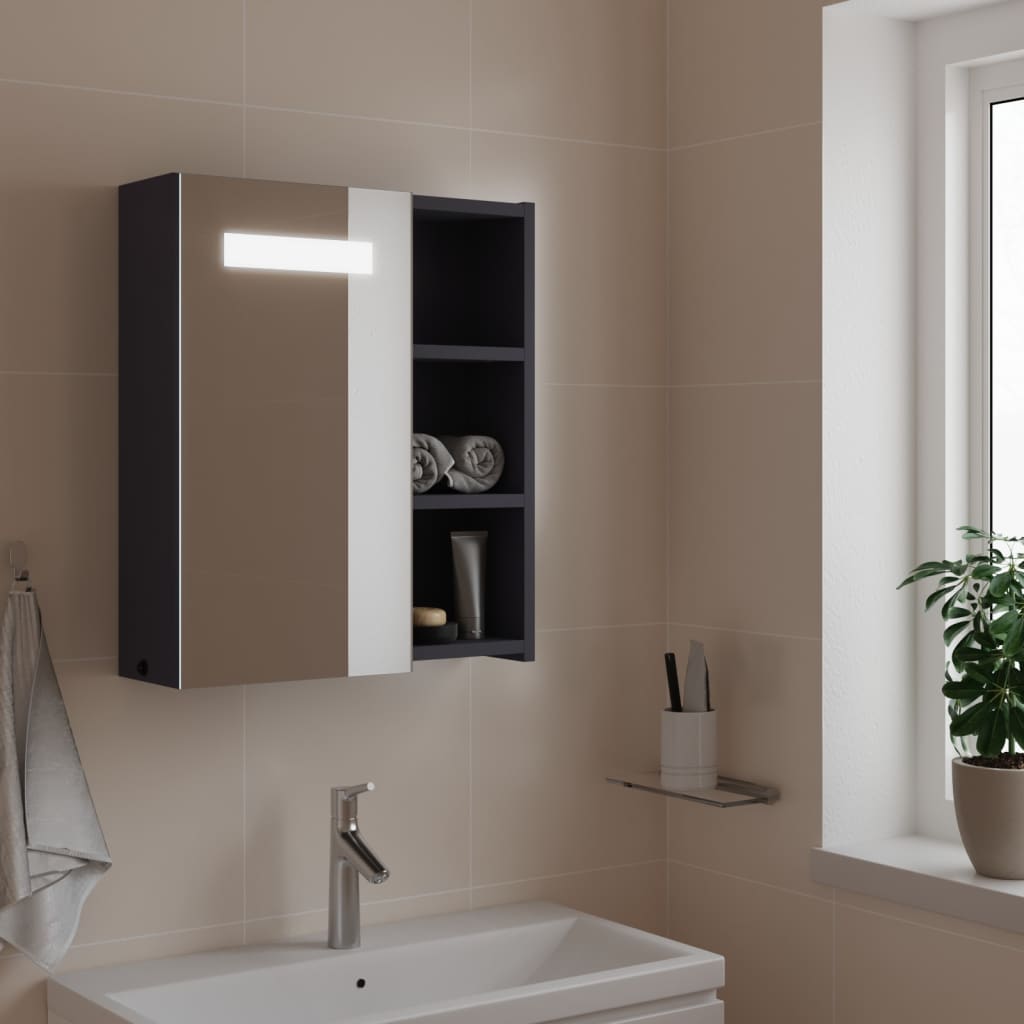Badkamerkast met spiegel en LED 45x13x52 cm grijs is nu te koop bij PeponiXL, paradijselijk wonen!