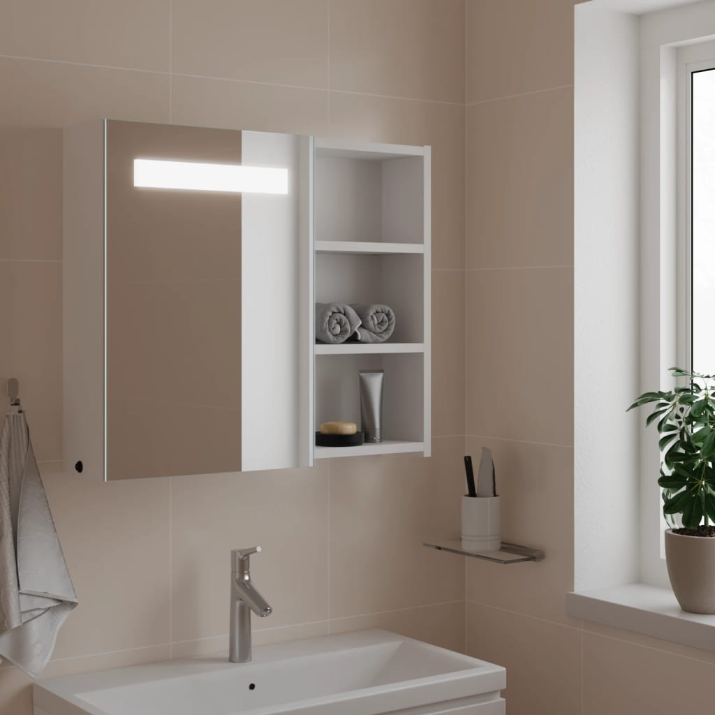 Badkamerkast met spiegel en LED 60x13x52 cm wit is nu te koop bij PeponiXL, paradijselijk wonen!