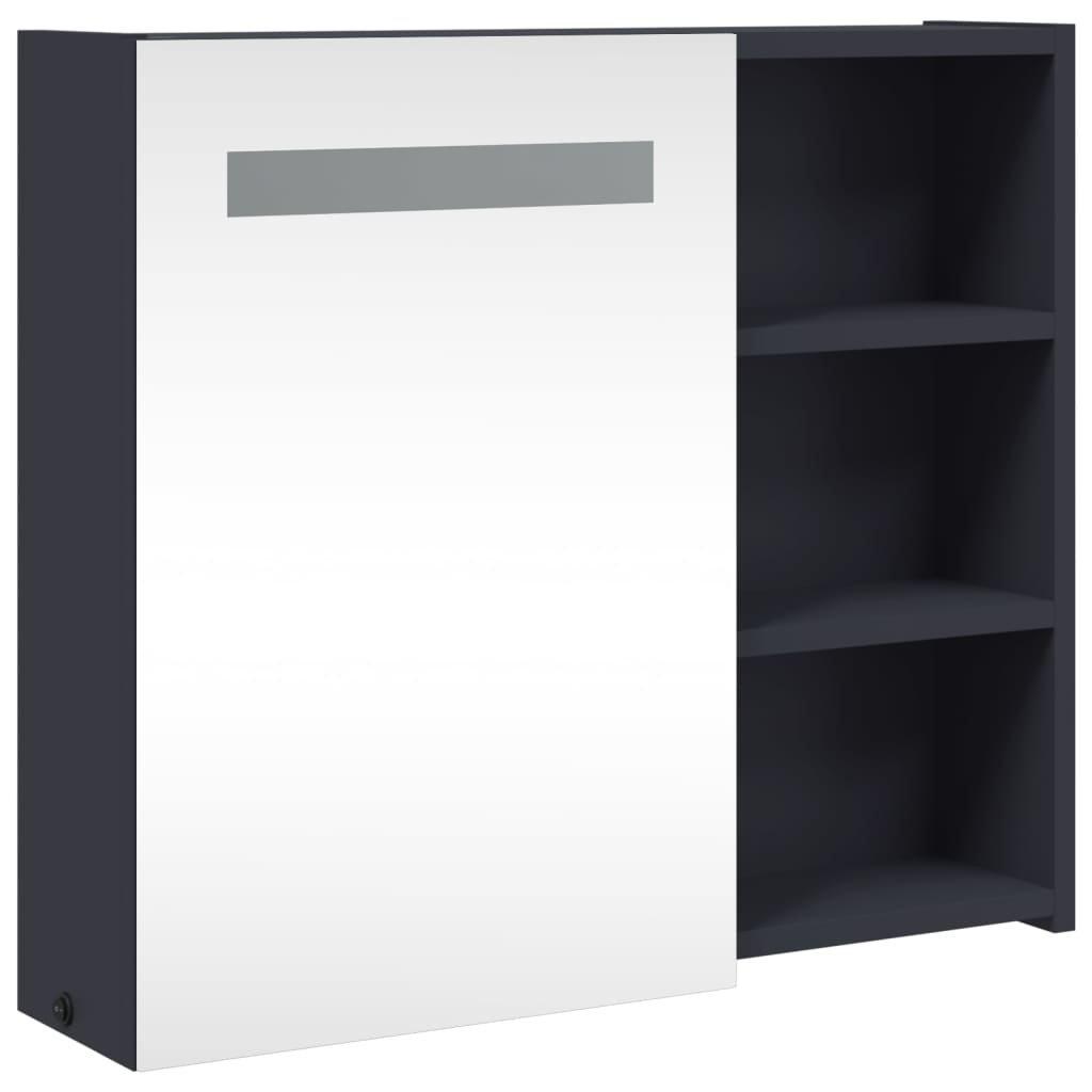 Badkamerkast met spiegel en LED 60x13x52 cm grijs is nu te koop bij PeponiXL, paradijselijk wonen!