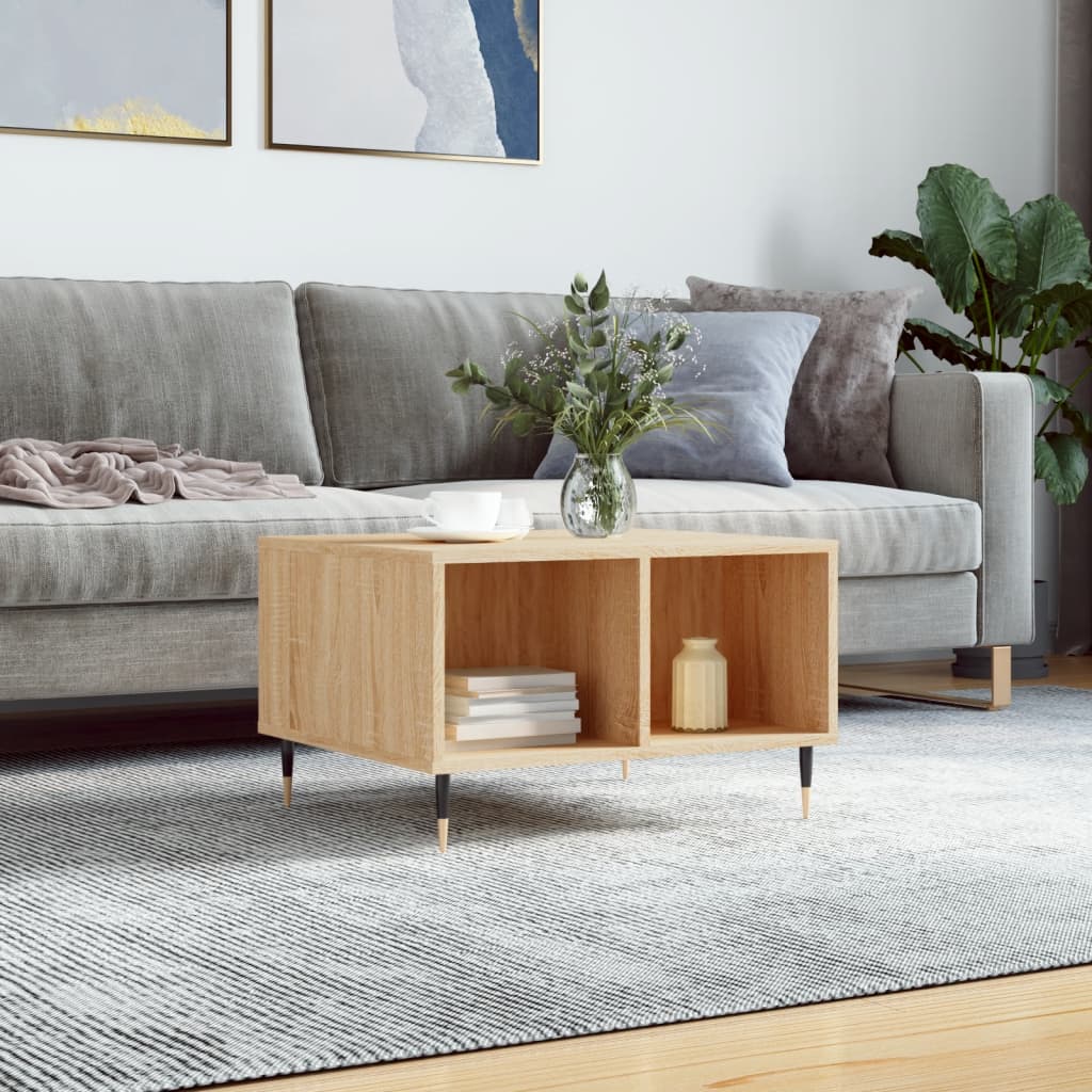 Salontafel 60x50x36,5 cm bewerkt hout sonoma eikenkleurig is nu te koop bij PeponiXL, paradijselijk wonen!