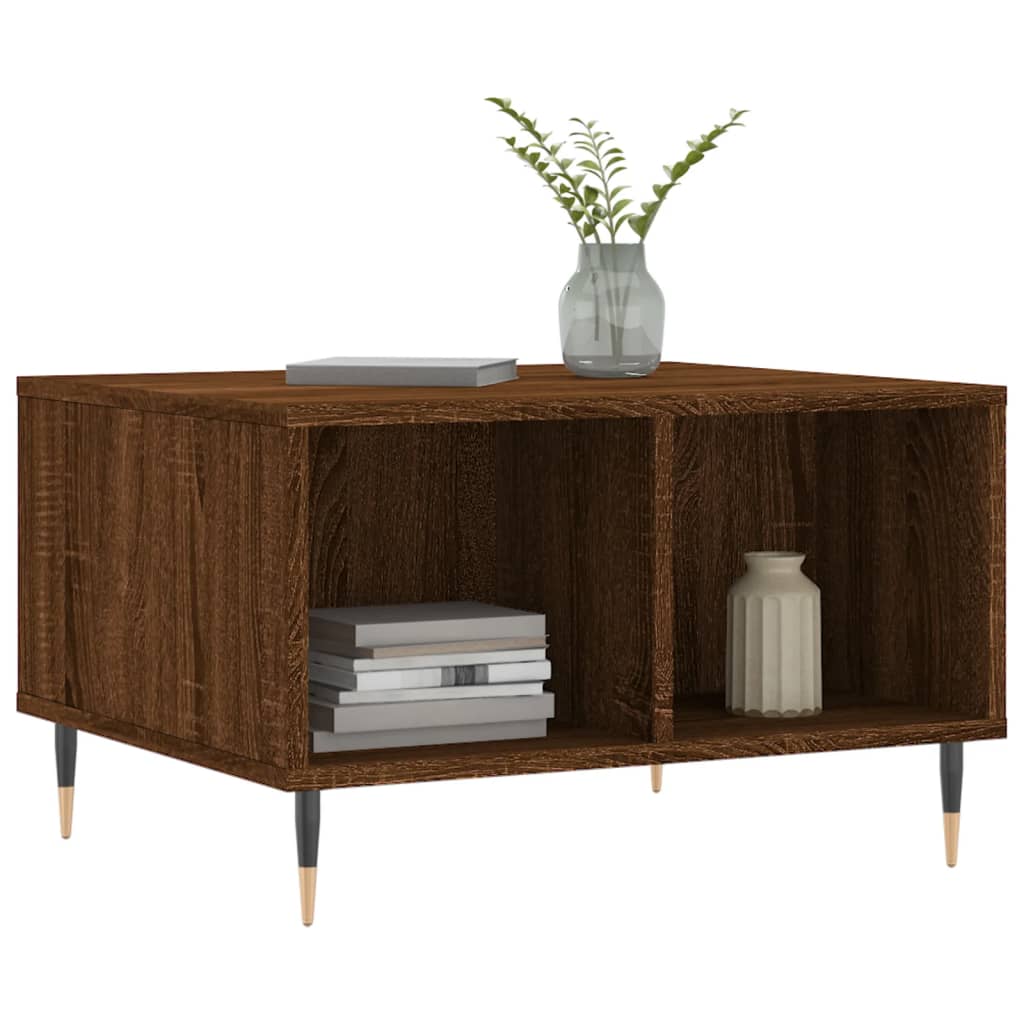 Salontafel 60x50x36,5 cm bewerkt hout bruin eikenkleur is nu te koop bij PeponiXL, paradijselijk wonen!