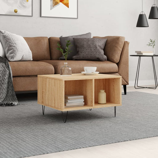 Salontafel 60x50x36,5 cm bewerkt hout sonoma eikenkleurig is nu te koop bij PeponiXL, paradijselijk wonen!