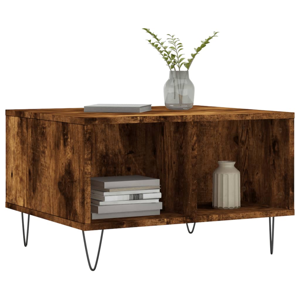 Salontafel 60x50x36,5 cm bewerkt hout gerookt eikenkleurig is nu te koop bij PeponiXL, paradijselijk wonen!