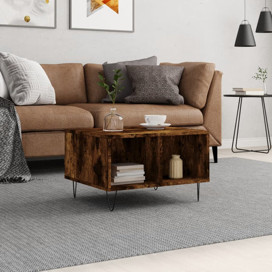 Salontafel 60x50x36,5 cm bewerkt hout gerookt eikenkleurig is nu te koop bij PeponiXL, paradijselijk wonen!