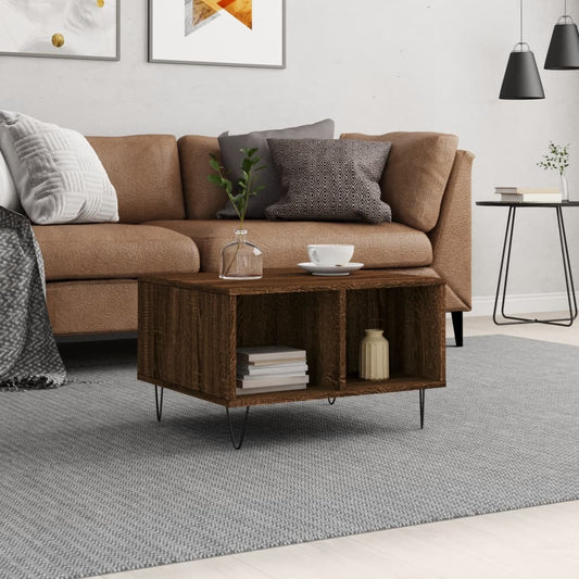 Salontafel 60x50x36,5 cm bewerkt hout bruin eikenkleur is nu te koop bij PeponiXL, paradijselijk wonen!