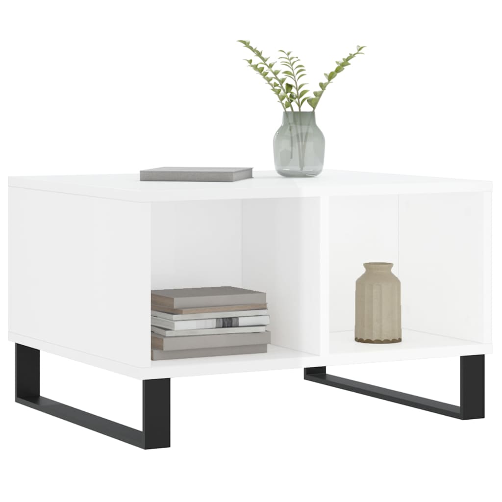 Salontafel 60x50x36,5 cm bewerkt hout hoogglans wit is nu te koop bij PeponiXL, paradijselijk wonen!