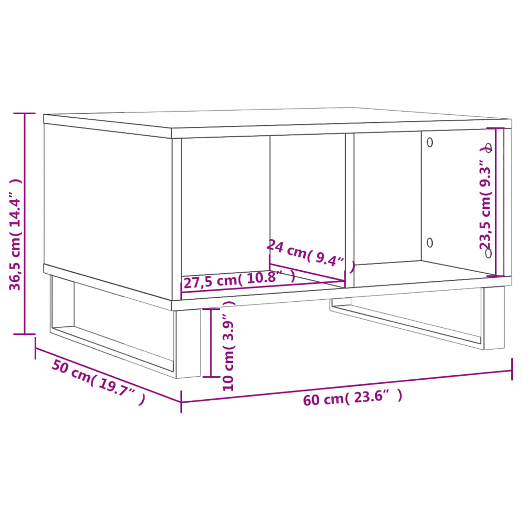 Salontafel 60x50x36,5 cm bewerkt hout hoogglans wit is nu te koop bij PeponiXL, paradijselijk wonen!