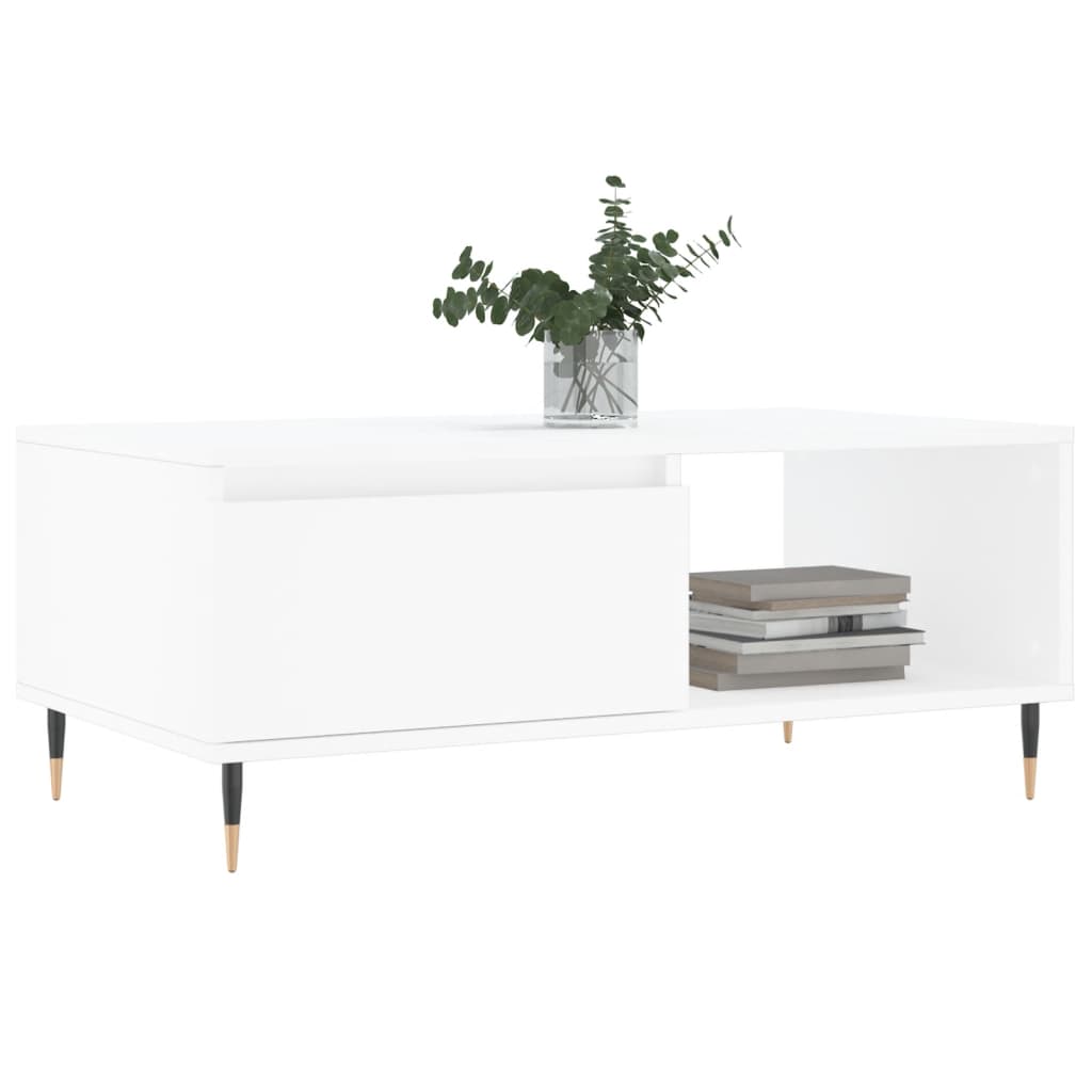 Salontafel 90x50x36,5 cm bewerkt hout wit is nu te koop bij PeponiXL, paradijselijk wonen!