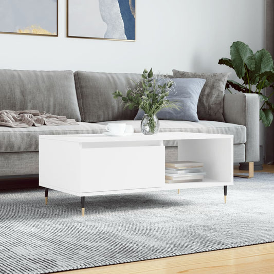Salontafel 90x50x36,5 cm bewerkt hout wit is nu te koop bij PeponiXL, paradijselijk wonen!