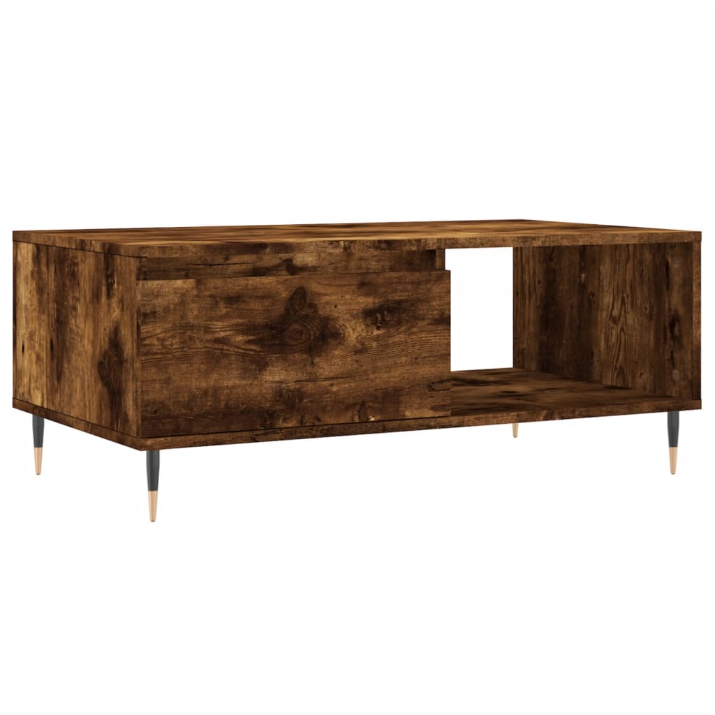 Salontafel 90x50x36,5 cm bewerkt hout gerookt eikenkleurig is nu te koop bij PeponiXL, paradijselijk wonen!