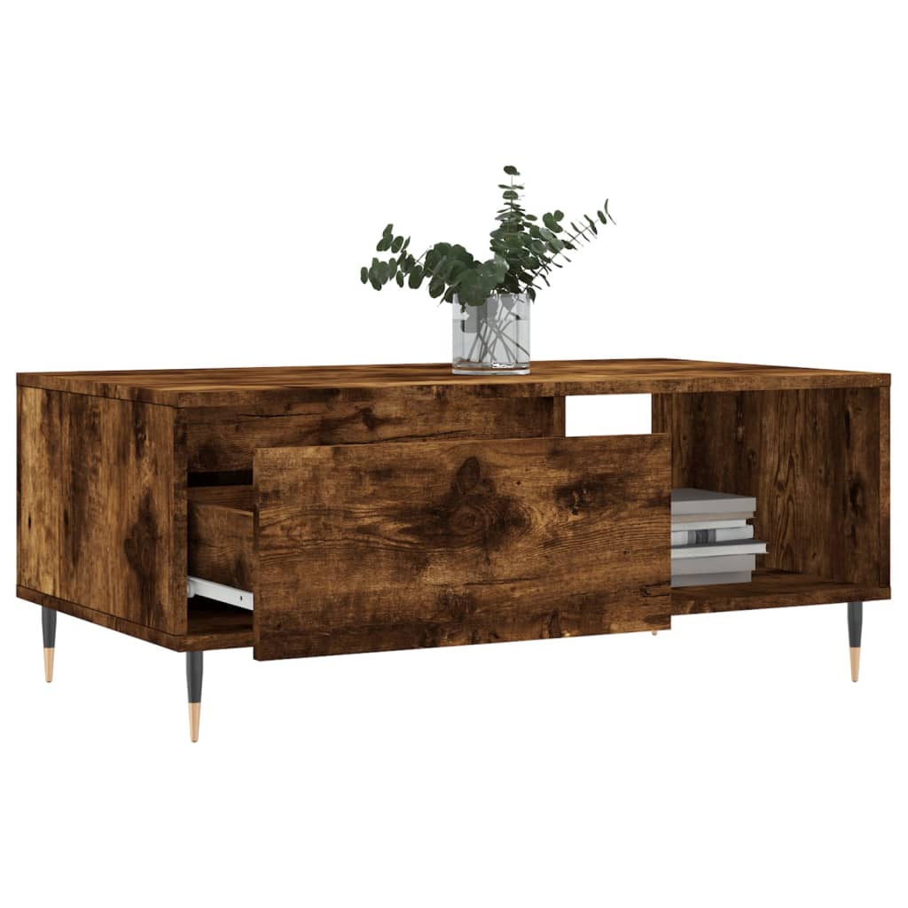 Salontafel 90x50x36,5 cm bewerkt hout gerookt eikenkleurig is nu te koop bij PeponiXL, paradijselijk wonen!