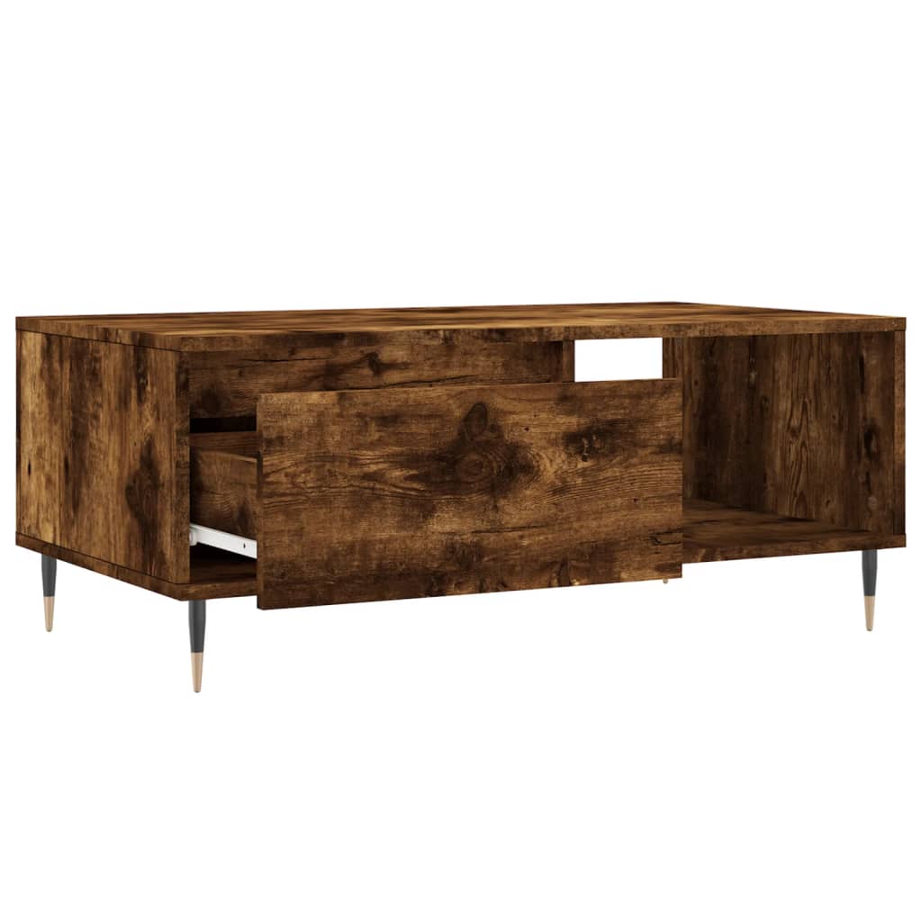 Salontafel 90x50x36,5 cm bewerkt hout gerookt eikenkleurig is nu te koop bij PeponiXL, paradijselijk wonen!