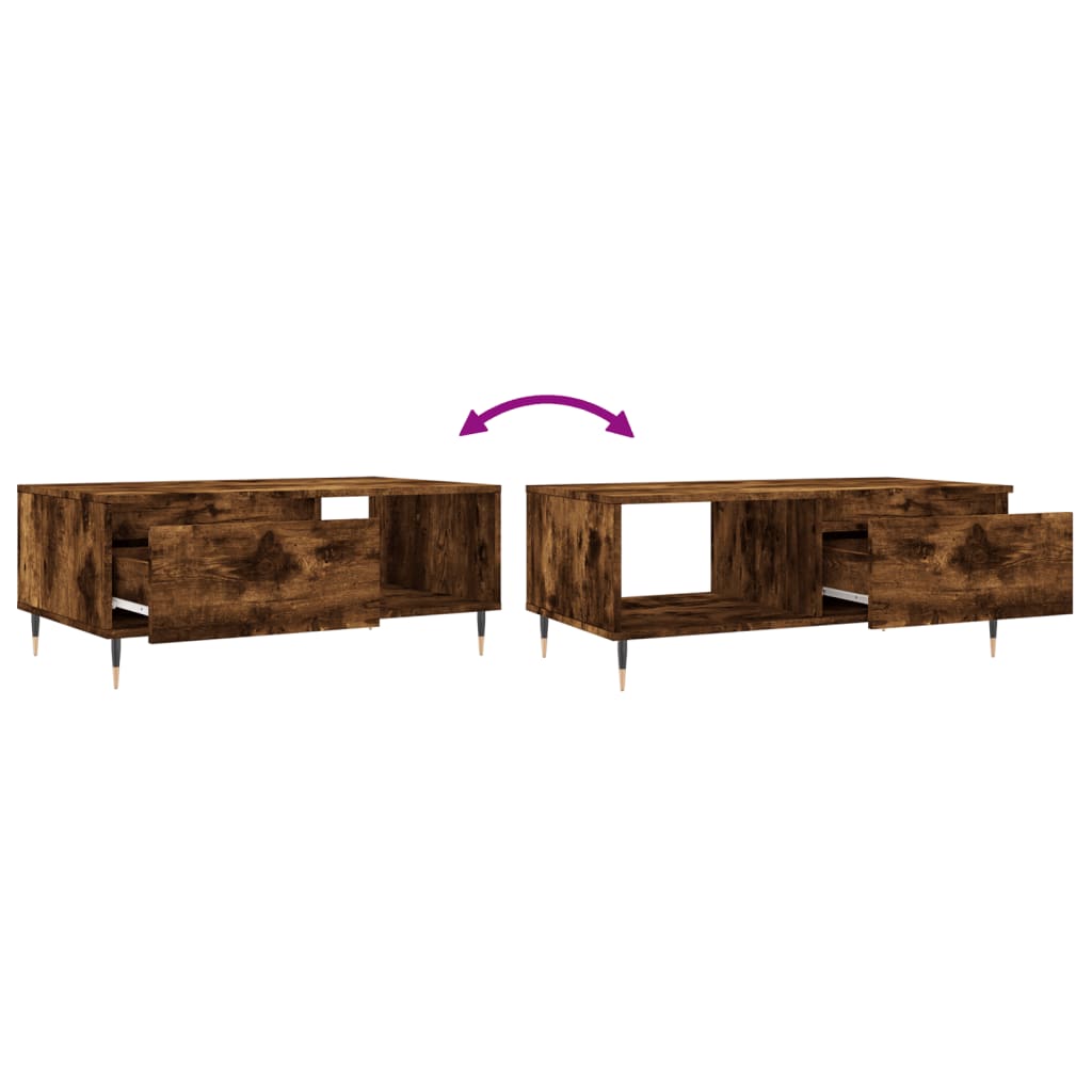 Salontafel 90x50x36,5 cm bewerkt hout gerookt eikenkleurig is nu te koop bij PeponiXL, paradijselijk wonen!