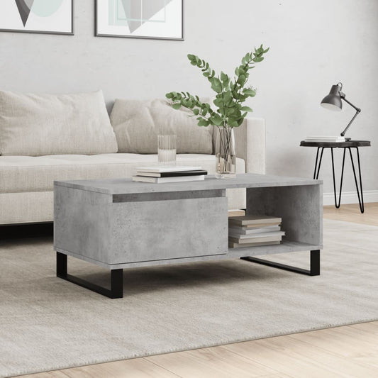 Salontafel 90x50x36,5 cm bewerkt hout betongrijs is nu te koop bij PeponiXL, paradijselijk wonen!