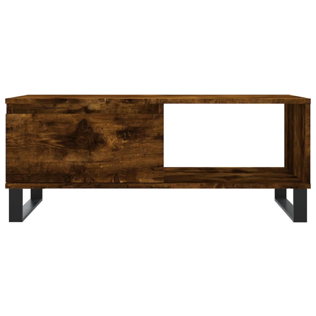 Salontafel 90x50x36,5 cm bewerkt hout gerookt eikenkleurig is nu te koop bij PeponiXL, paradijselijk wonen!