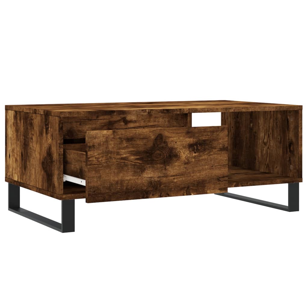 Salontafel 90x50x36,5 cm bewerkt hout gerookt eikenkleurig is nu te koop bij PeponiXL, paradijselijk wonen!