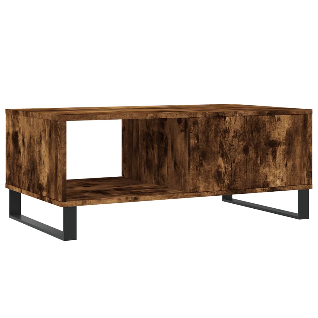 Salontafel 90x50x36,5 cm bewerkt hout gerookt eikenkleurig is nu te koop bij PeponiXL, paradijselijk wonen!