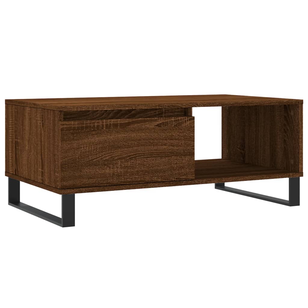 Salontafel 90x50x36,5 cm bewerkt hout bruin eikenkleur is nu te koop bij PeponiXL, paradijselijk wonen!