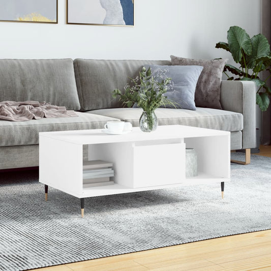 Salontafel 90x50x36,5 cm bewerkt hout wit is nu te koop bij PeponiXL, paradijselijk wonen!