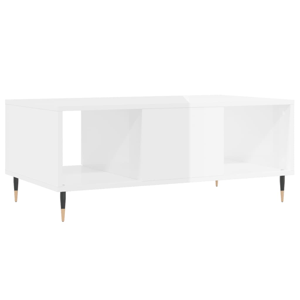 Salontafel 90x50x36,5 cm bewerkt hout hoogglans wit is nu te koop bij PeponiXL, paradijselijk wonen!