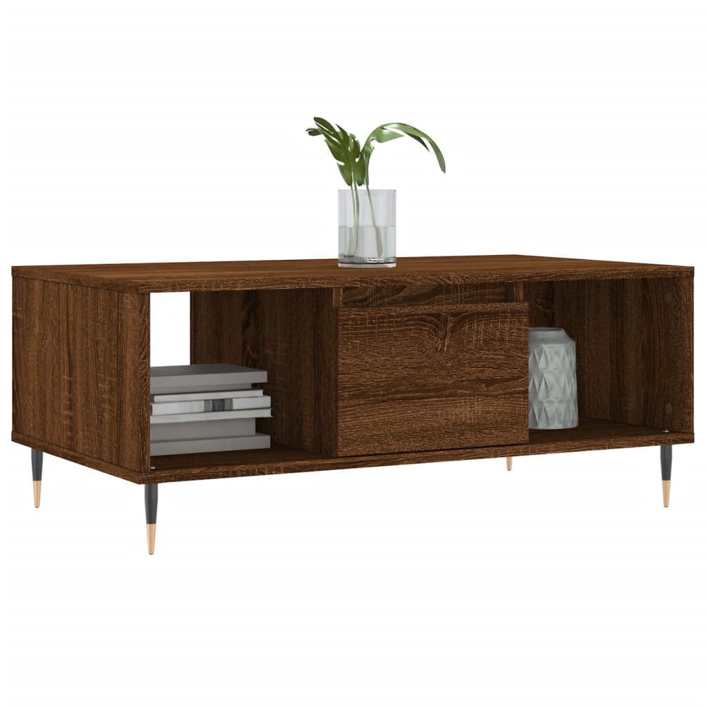 Salontafel 90x50x36,5 cm bewerkt hout bruin eikenkleur is nu te koop bij PeponiXL, paradijselijk wonen!