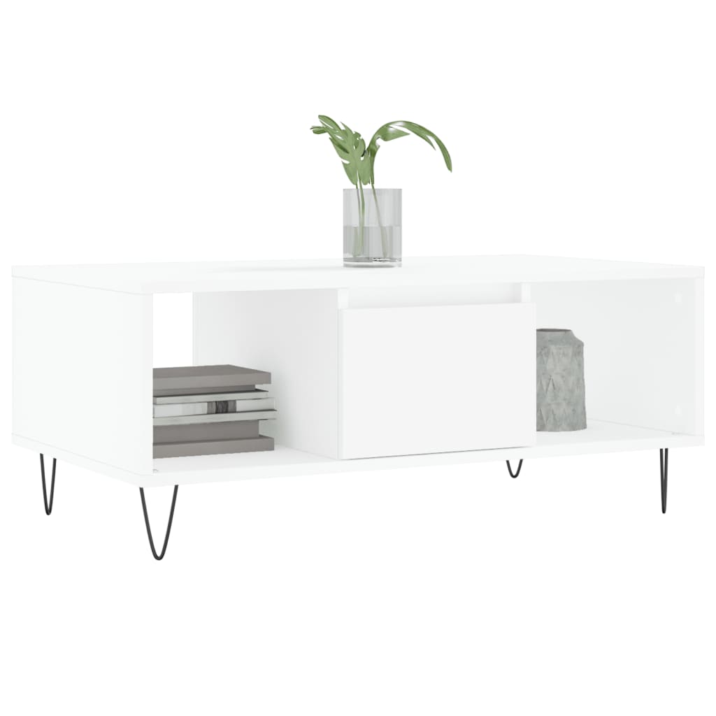 Salontafel 90x50x36,5 cm bewerkt hout wit is nu te koop bij PeponiXL, paradijselijk wonen!