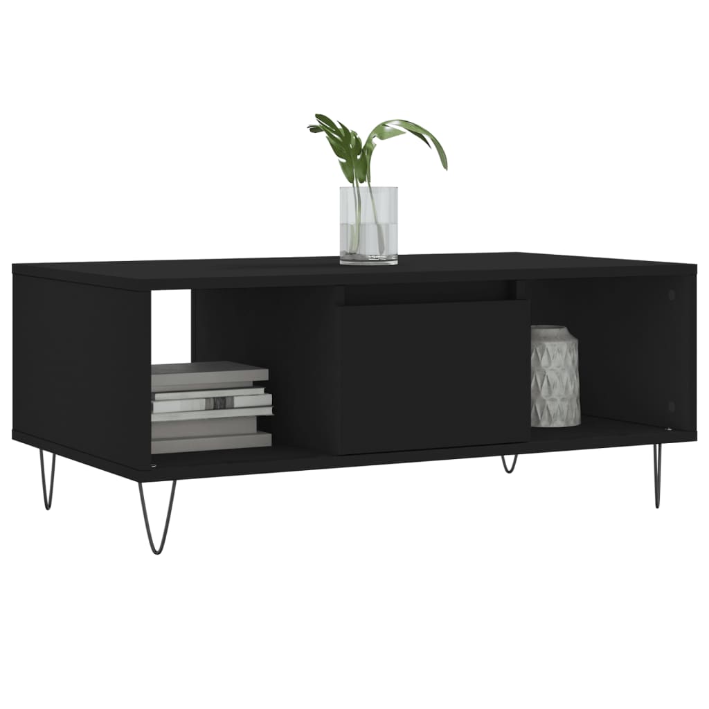 Salontafel 90x50x36,5 cm bewerkt hout zwart is nu te koop bij PeponiXL, paradijselijk wonen!