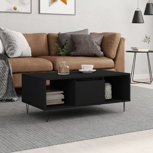 Salontafel 90x50x36,5 cm bewerkt hout zwart is nu te koop bij PeponiXL, paradijselijk wonen!