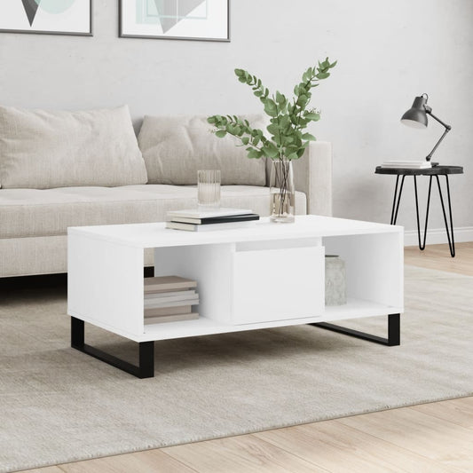 Salontafel 90x50x36,5 cm bewerkt hout wit is nu te koop bij PeponiXL, paradijselijk wonen!