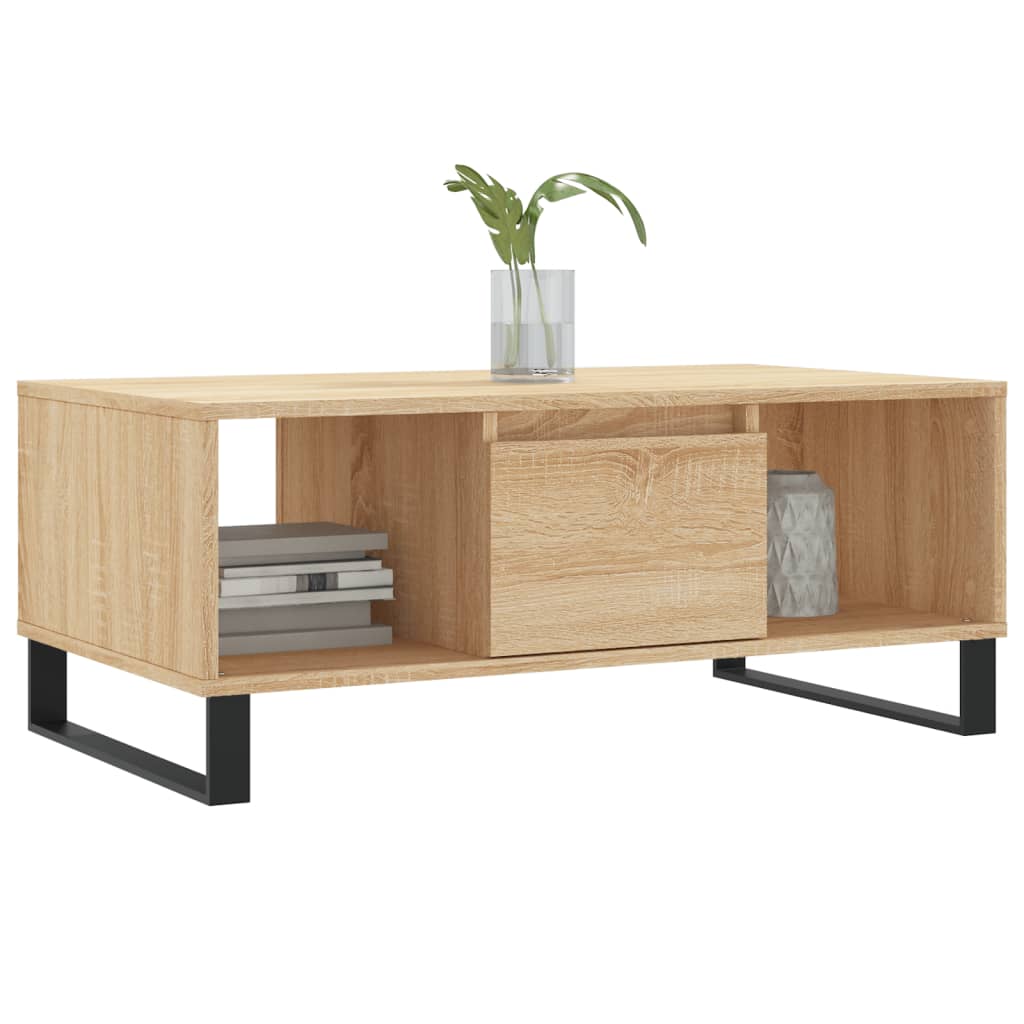 Salontafel 90x50x36,5 cm bewerkt hout sonoma eikenkleurig is nu te koop bij PeponiXL, paradijselijk wonen!