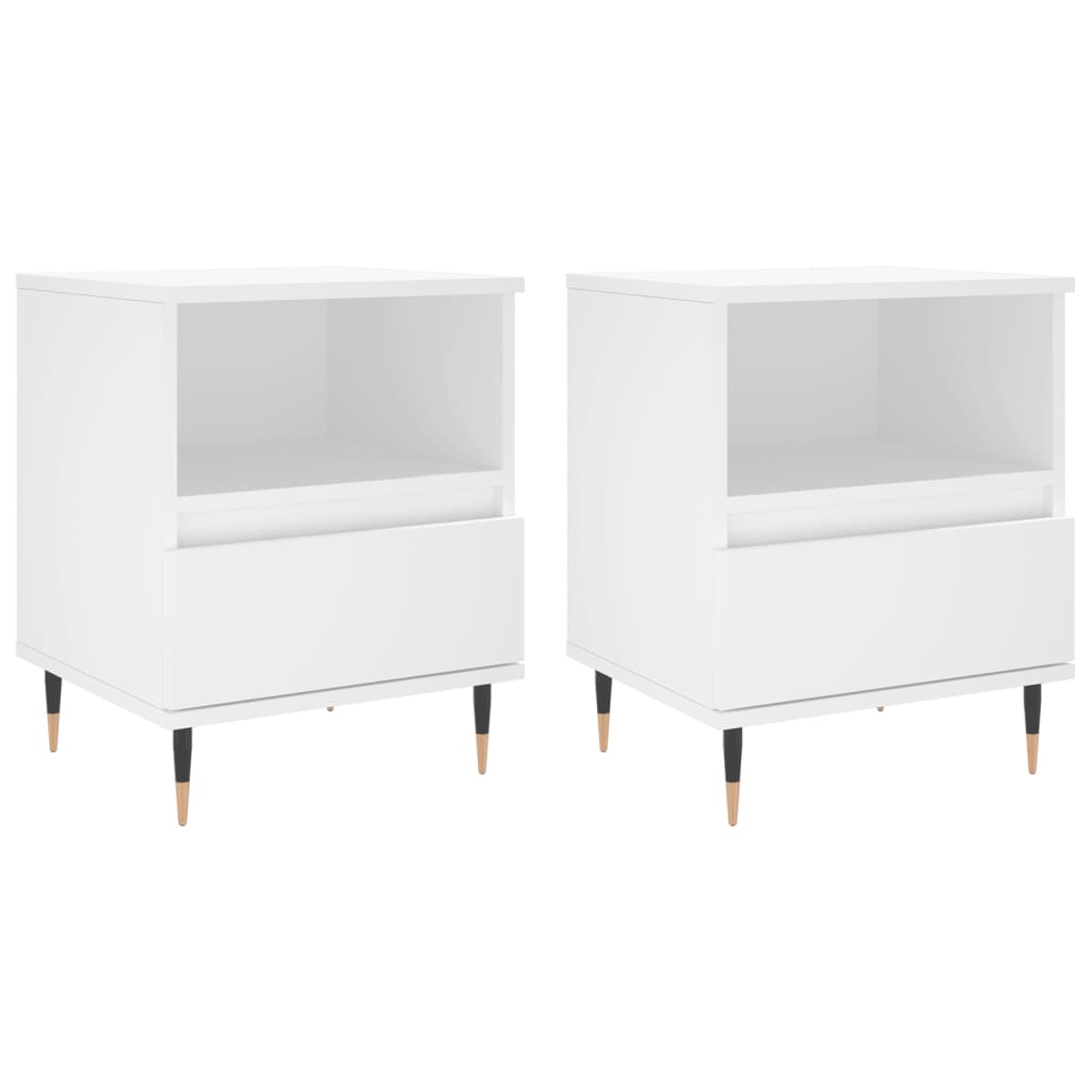 Nachtkastjes 2 st 40x35x50 cm bewerkt hout wit is nu te koop bij PeponiXL, paradijselijk wonen!