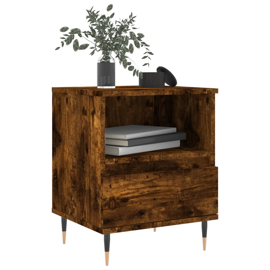 Nachtkastjes 2 st 40x35x50 cm bewerkt hout gerookt eikenkleurig is nu te koop bij PeponiXL, paradijselijk wonen!