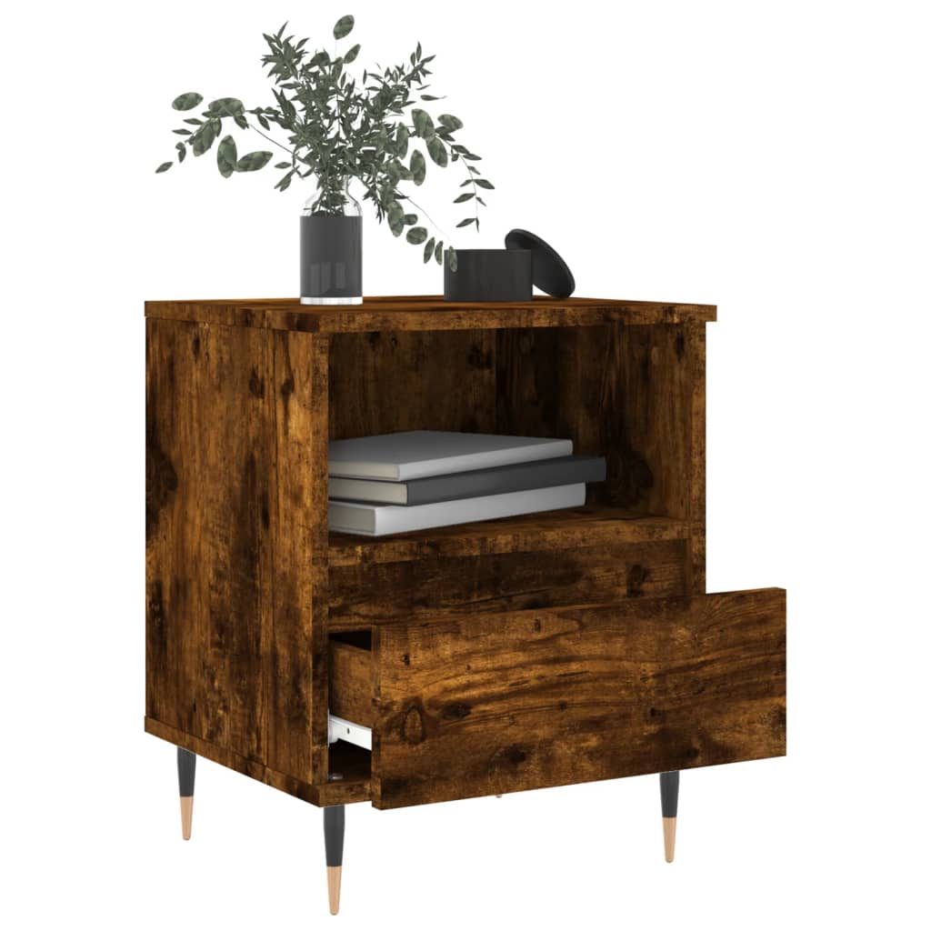 Nachtkastjes 2 st 40x35x50 cm bewerkt hout gerookt eikenkleurig is nu te koop bij PeponiXL, paradijselijk wonen!