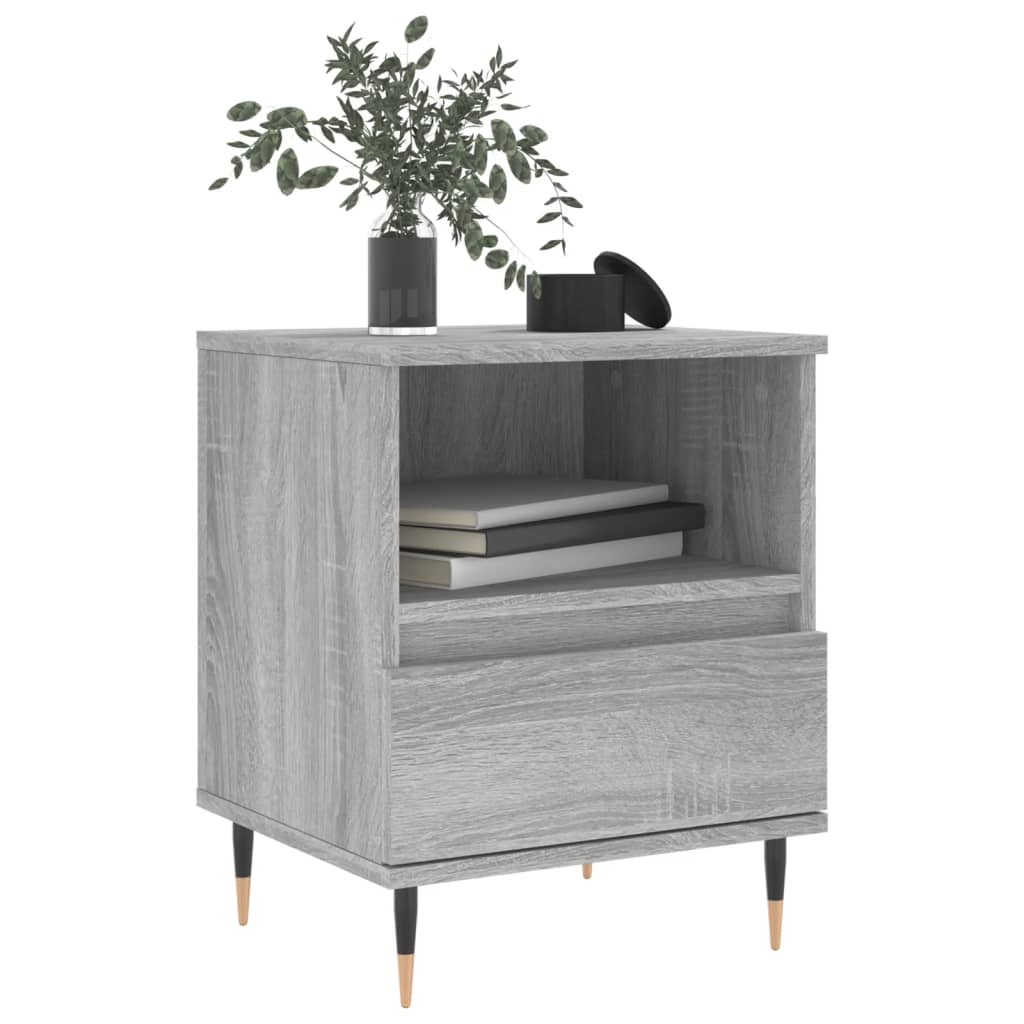 Nachtkastje 40x35x50 cm bewerkt hout grijs sonoma eikenkleurig is nu te koop bij PeponiXL, paradijselijk wonen!