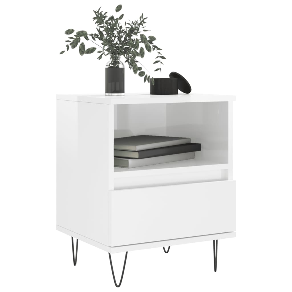 Nachtkastjes 2 st 40x35x50 cm bewerkt hout hoogglans wit is nu te koop bij PeponiXL, paradijselijk wonen!
