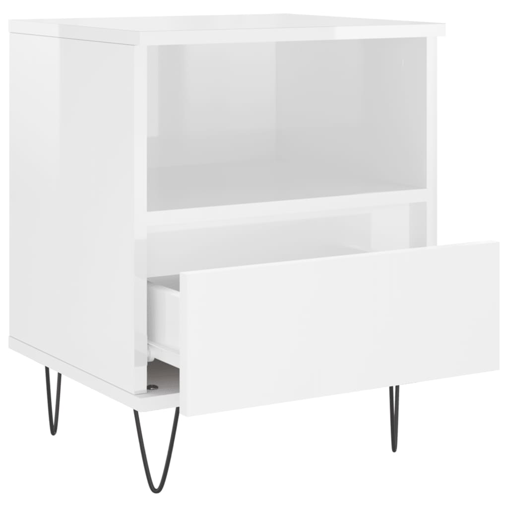 Nachtkastjes 2 st 40x35x50 cm bewerkt hout hoogglans wit is nu te koop bij PeponiXL, paradijselijk wonen!
