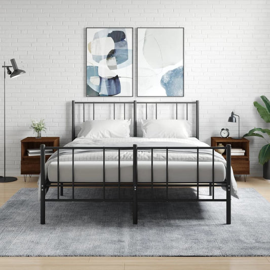 Nachtkastjes 2 st 40x35x50 cm bewerkt hout bruin eikenkleur is nu te koop bij PeponiXL, paradijselijk wonen!