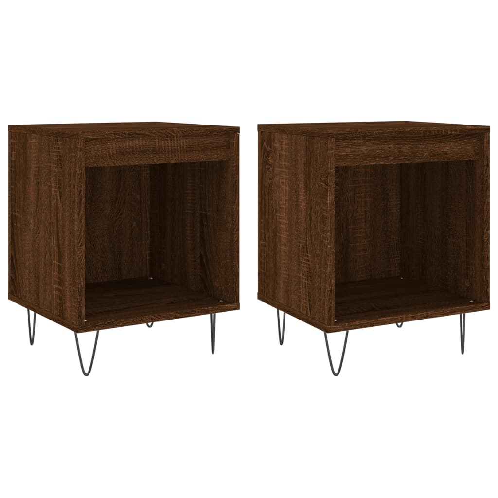 Nachtkastjes 2 st 40x35x50 cm bewerkt hout bruin eikenkleur is nu te koop bij PeponiXL, paradijselijk wonen!
