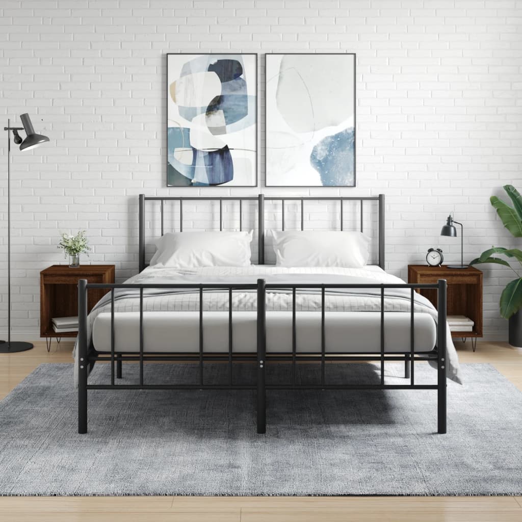Nachtkastjes 2 st 40x35x50 cm bewerkt hout bruin eikenkleur is nu te koop bij PeponiXL, paradijselijk wonen!