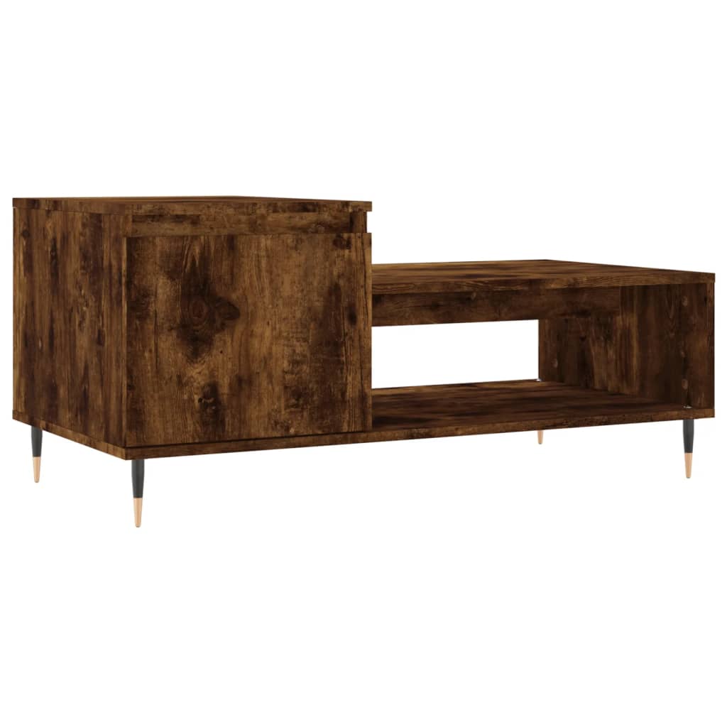 Salontafel 100x50x45 cm bewerkt hout gerookt eikenkleurig is nu te koop bij PeponiXL, paradijselijk wonen!