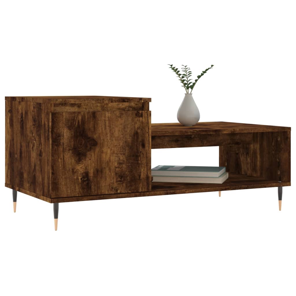 Salontafel 100x50x45 cm bewerkt hout gerookt eikenkleurig is nu te koop bij PeponiXL, paradijselijk wonen!